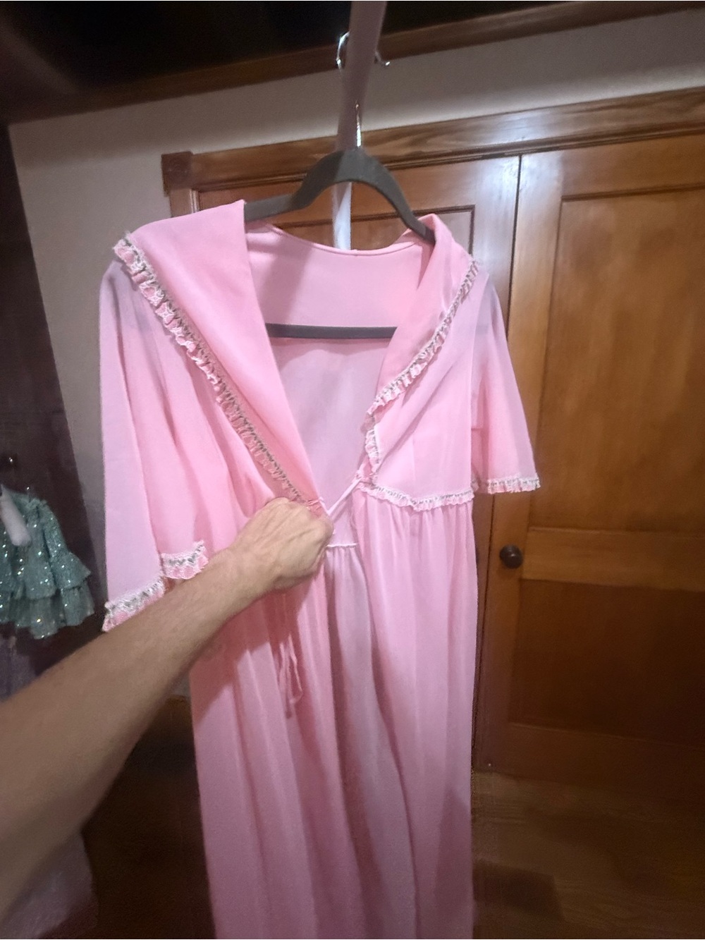 Vintage duster robe pink ties maxi - Picture 4 of 9